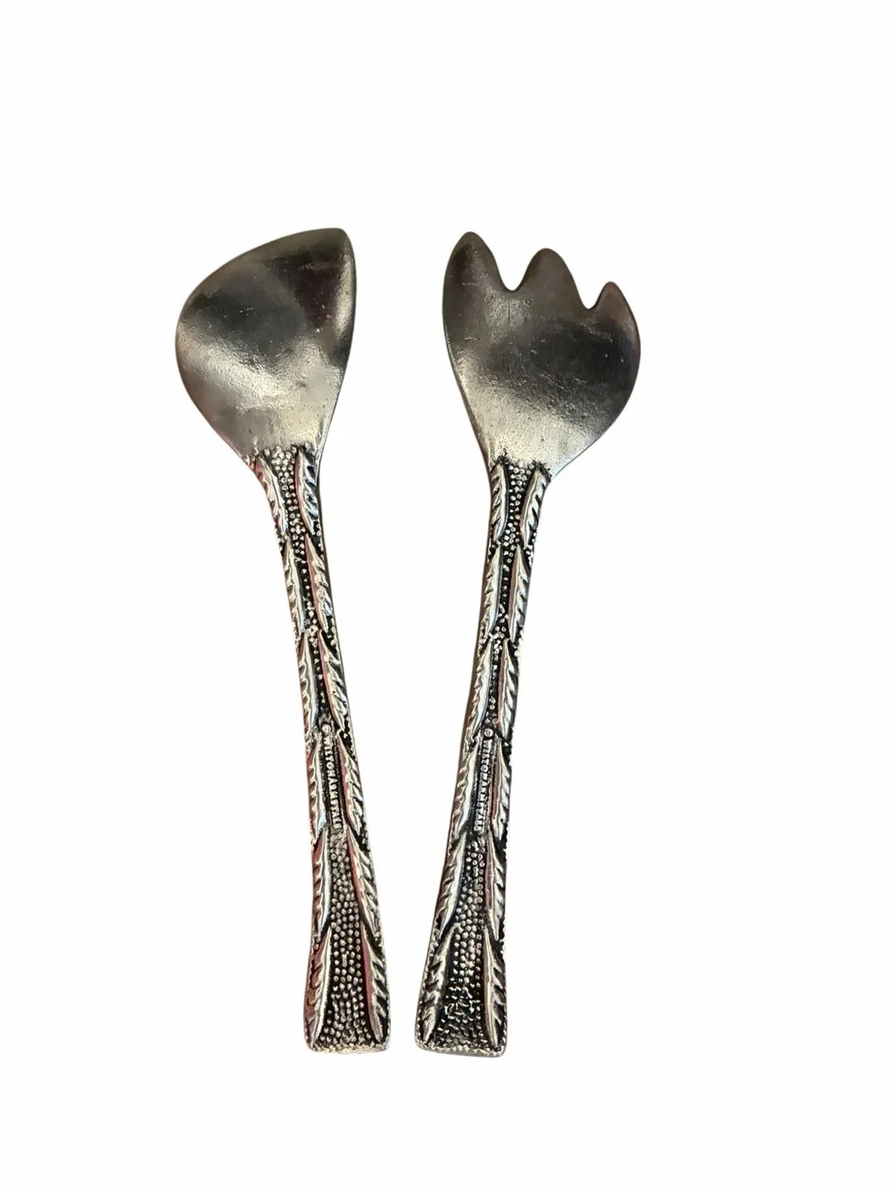 Wilton Armetale Ornate Silver-Tone Salad Repousse Salad Server Set Fork Spoon